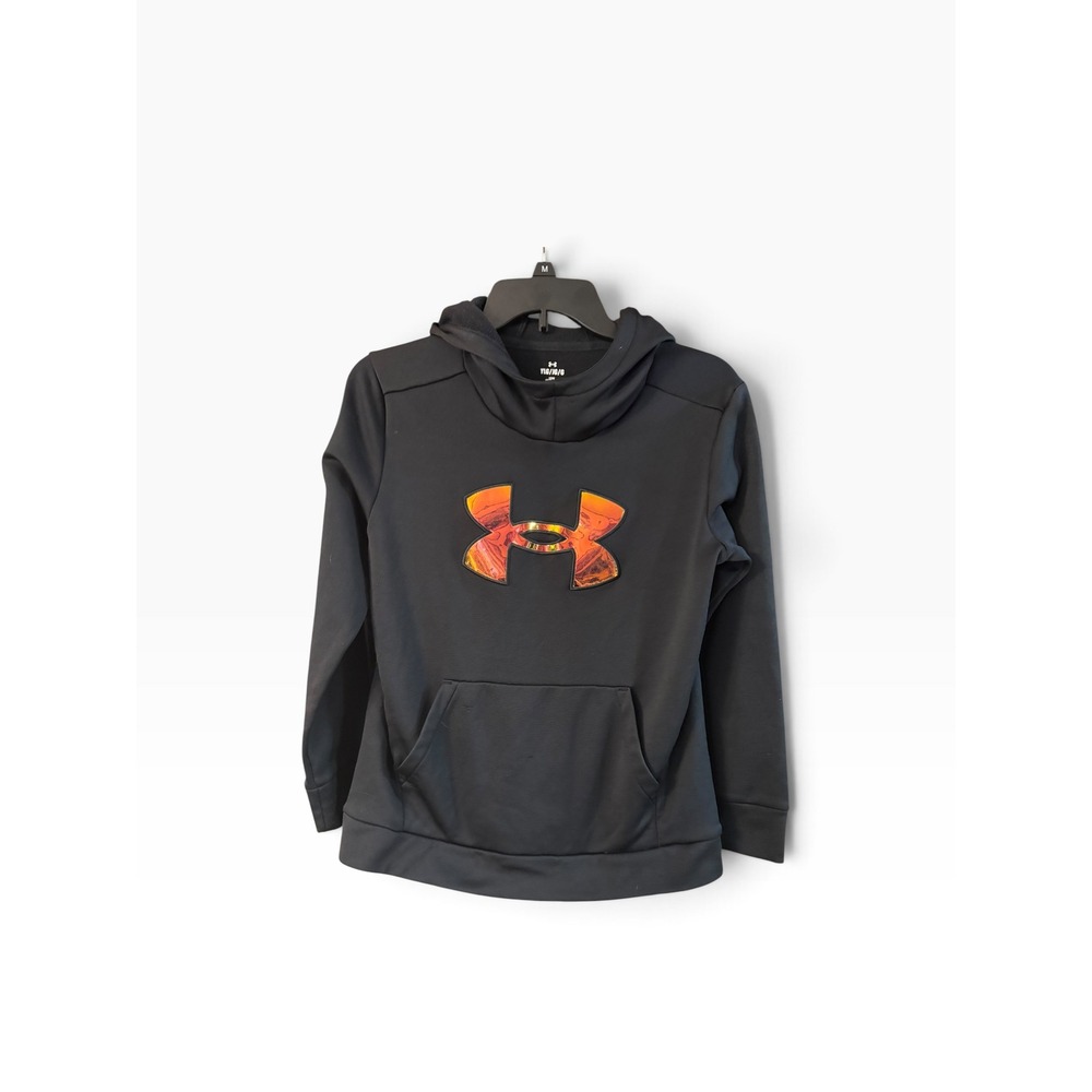 Under Armour Kids Black Big Logo Performance Fleece Hoodie Sweatshirt YLG L